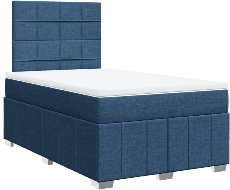 vidaXL Κρεβάτι Boxspring με Στρώμα Μπλε 120x190 εκ. Υφασμάτινο