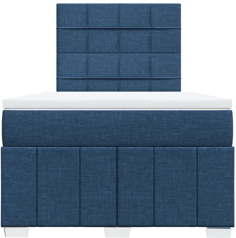 vidaXL Κρεβάτι Boxspring με Στρώμα Μπλε 120x190 εκ. Υφασμάτινο
