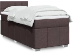 vidaXL Κρεβάτι Boxspring με Στρώμα Σκούρο Καφέ 100x200 εκ. Υφασμάτινο