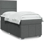 vidaXL Κρεβάτι Boxspring με Στρώμα Σκούρο Γκρι 90x190 εκ. Υφασμάτινο