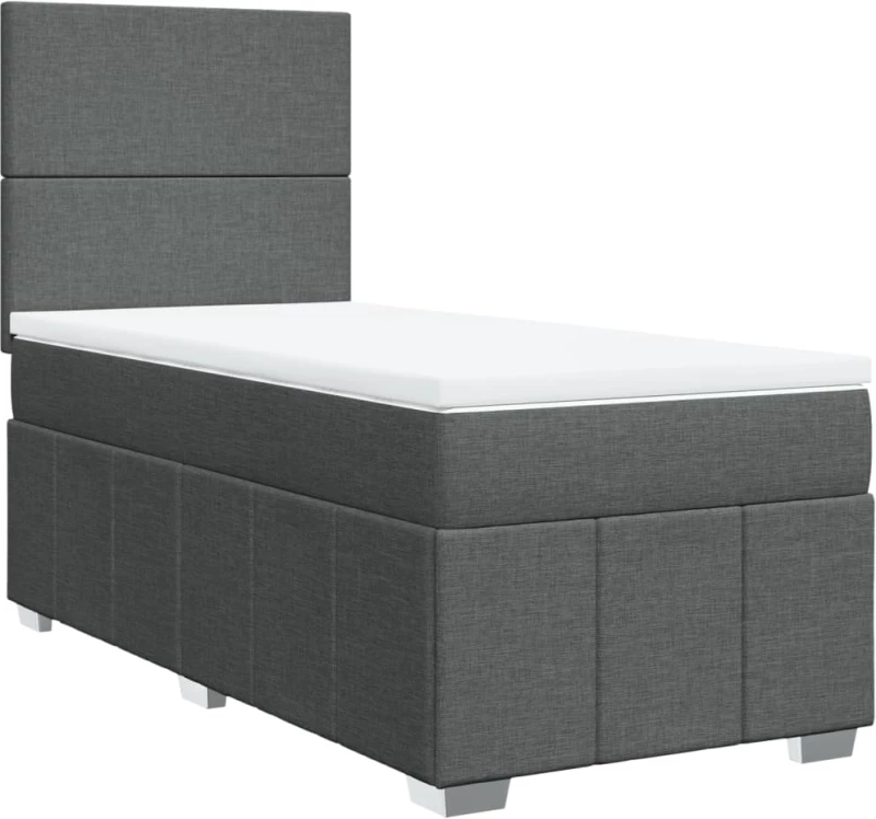 vidaXL Κρεβάτι Boxspring με Στρώμα Σκούρο Γκρι 90x190 εκ. Υφασμάτινο