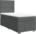 vidaXL Κρεβάτι Boxspring με Στρώμα Σκούρο Γκρι 90x190 εκ. Υφασμάτινο
