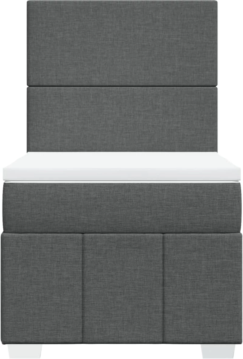 vidaXL Κρεβάτι Boxspring με Στρώμα Σκούρο Γκρι 90x190 εκ. Υφασμάτινο