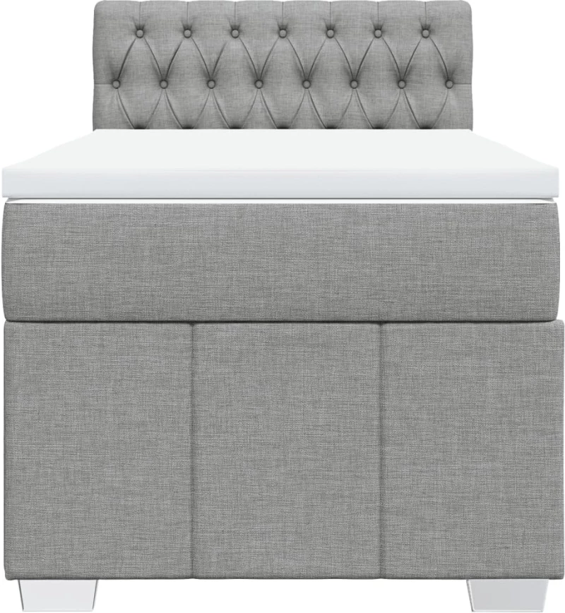vidaXL Κρεβάτι Boxspring με Στρώμα Ανοιχτό Γκρι 90x190 εκ. Υφασμάτινο