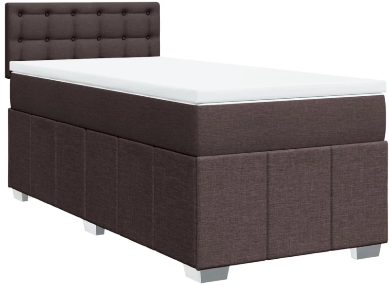vidaXL Κρεβάτι Boxspring με Στρώμα Σκούρο Καφέ 100x200 εκ. Υφασμάτινο