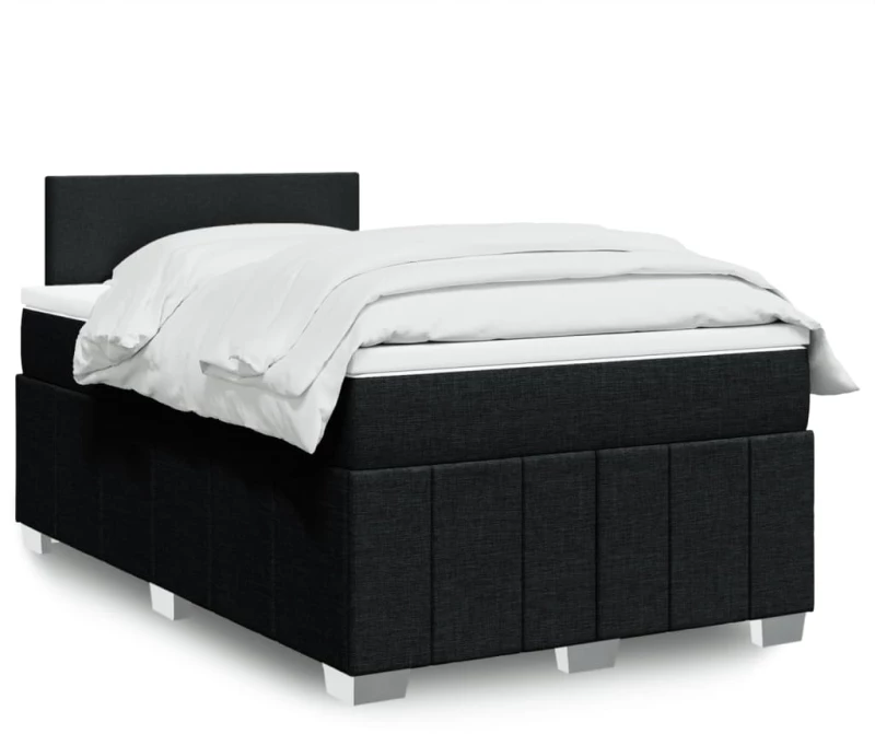 vidaXL Κρεβάτι Boxspring με Στρώμα Μαύρο 120x190 εκ. Υφασμάτινο
