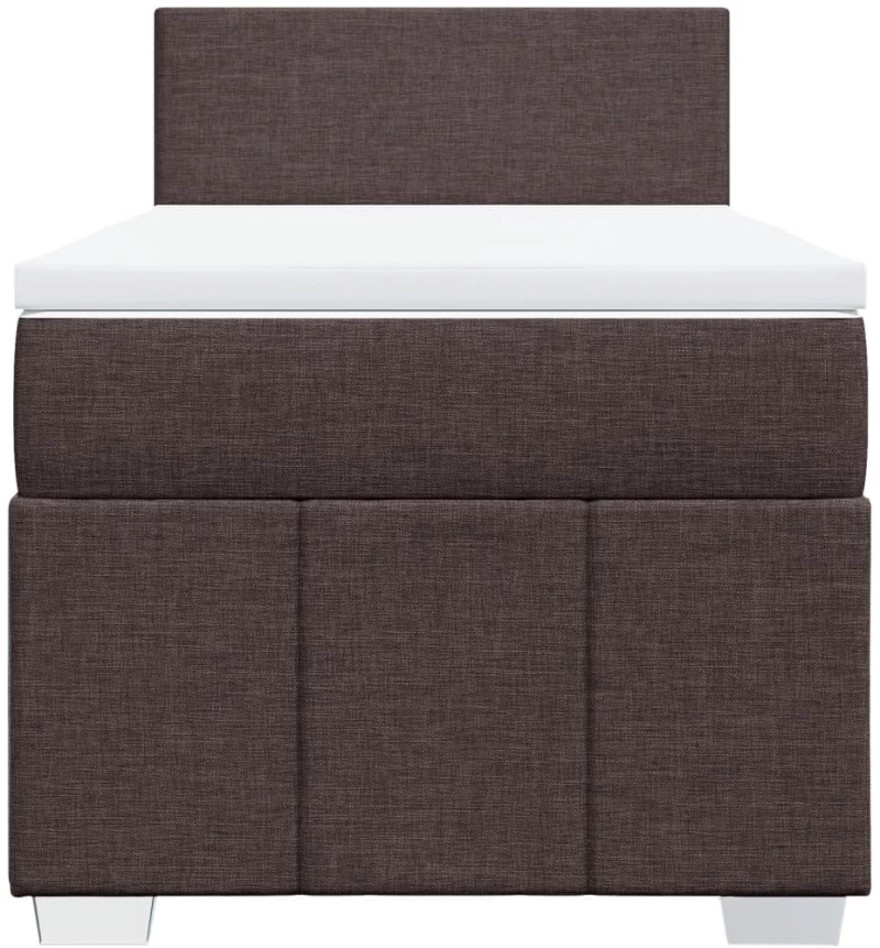 vidaXL Κρεβάτι Boxspring με Στρώμα Σκούρο Καφέ 100x200 εκ. Υφασμάτινο