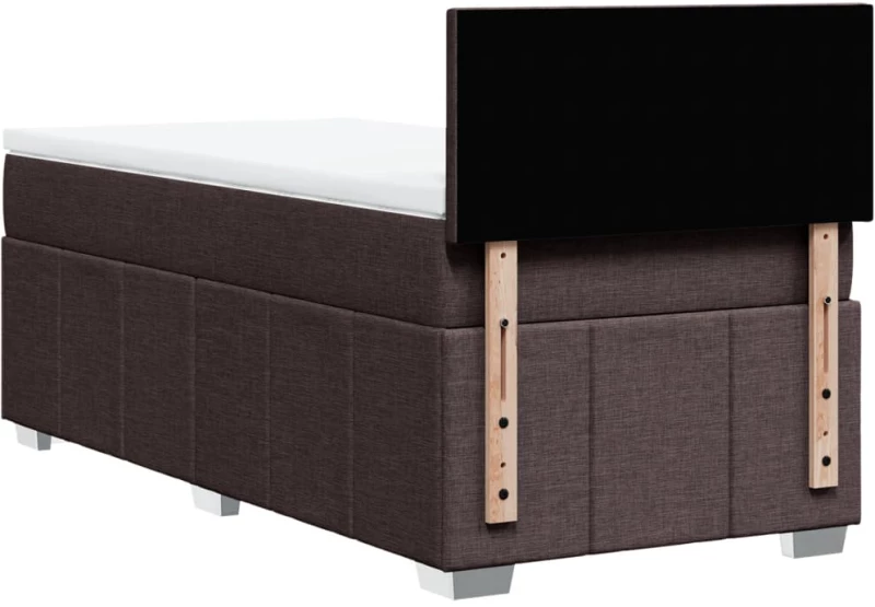vidaXL Κρεβάτι Boxspring με Στρώμα Σκούρο Καφέ 100x200 εκ. Υφασμάτινο