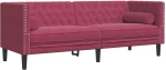 vidaXL Καναπές Διθέσιος Chesterfield με Στηρίγματα Μπορντό Βελούδο