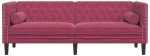 vidaXL Καναπές Διθέσιος Chesterfield με Στηρίγματα Μπορντό Βελούδο