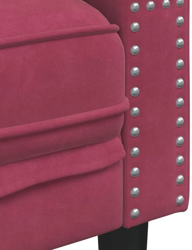 vidaXL Καναπές Διθέσιος Chesterfield με Στηρίγματα Μπορντό Βελούδο