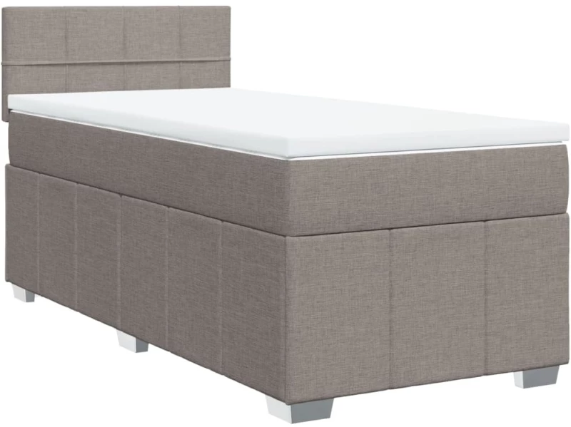 vidaXL Κρεβάτι Boxspring με Στρώμα Taupe 100 x 200 εκ. Υφασμάτινο