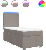 vidaXL Κρεβάτι Boxspring με Στρώμα Taupe 100 x 200 εκ. Υφασμάτινο