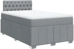 vidaXL Κρεβάτι Boxspring με Στρώμα Ανοιχτό Γκρι 120x190 εκ. Υφασμάτινο