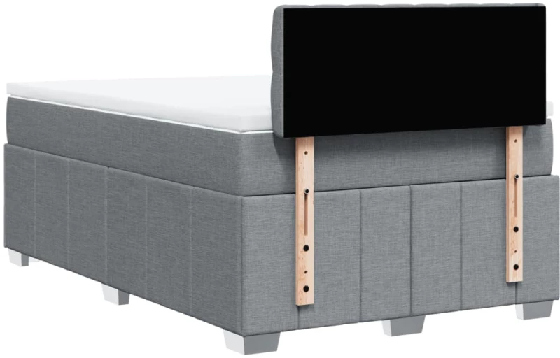 vidaXL Κρεβάτι Boxspring με Στρώμα Ανοιχτό Γκρι 120x190 εκ. Υφασμάτινο