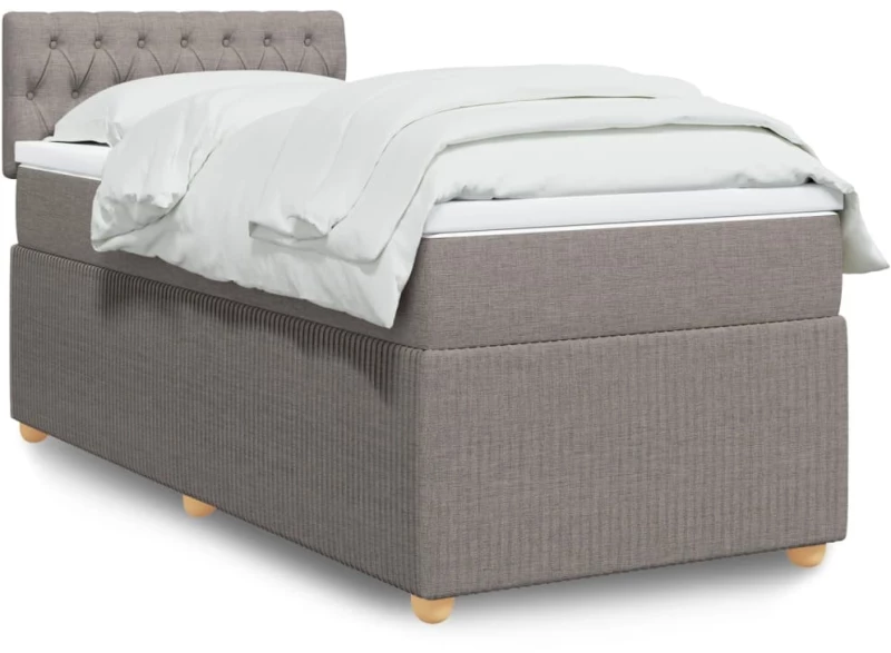vidaXL Κρεβάτι Boxspring με Στρώμα Taupe 80x200 εκ. Υφασμάτινο