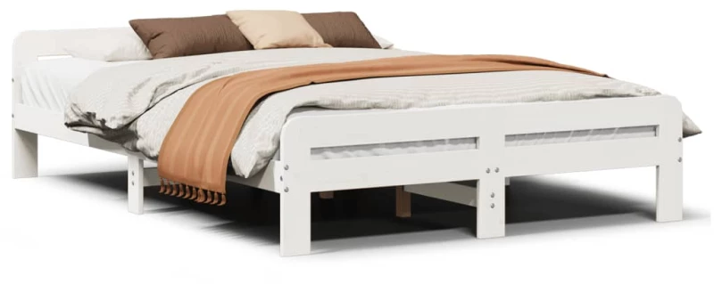 vidaXL Σκελετός Κρεβ. Χωρίς Στρώμα Λευκό 150x200 εκ Μασίφ Πεύκο