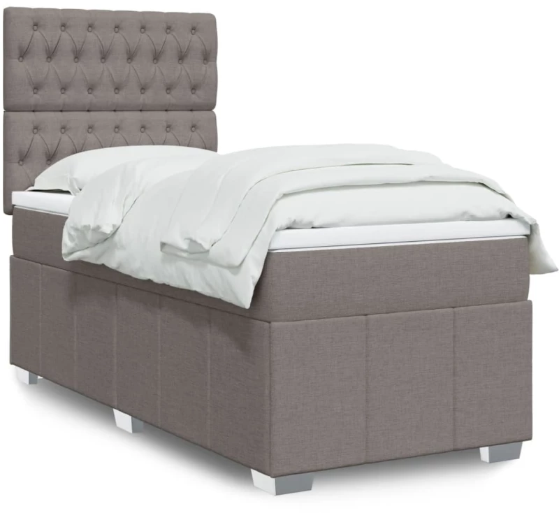 vidaXL Κρεβάτι Boxspring με Στρώμα Taupe 80x200 εκ. Υφασμάτινο
