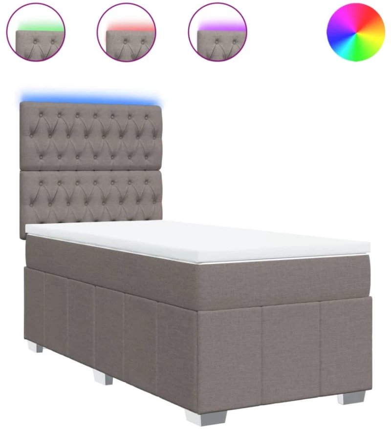 vidaXL Κρεβάτι Boxspring με Στρώμα Taupe 80x200 εκ. Υφασμάτινο
