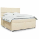 vidaXL Κρεβάτι Boxspring με Στρώμα Κρεμ 180x200 εκ. Υφασμάτινο