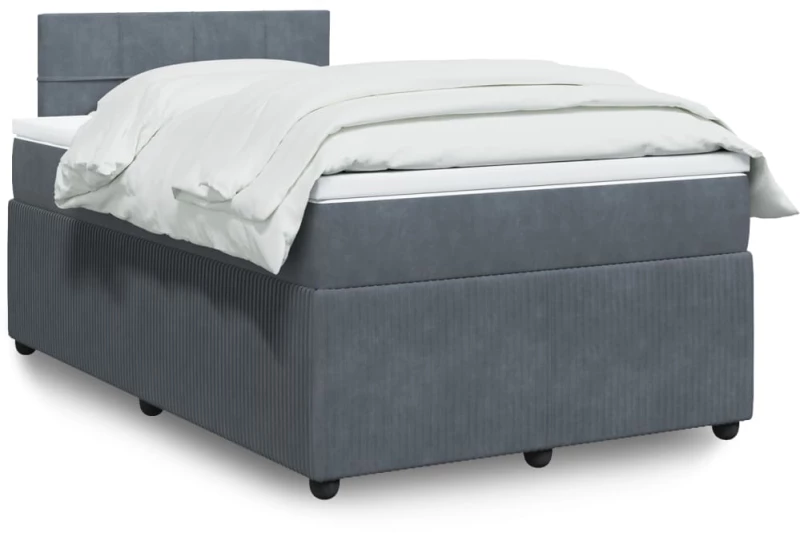 vidaXL Κρεβάτι Boxspring με Στρώμα Σκούρο Γκρι 120x200 εκ. Βελούδινο
