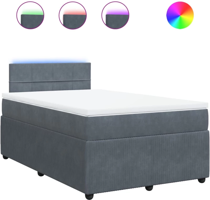 vidaXL Κρεβάτι Boxspring με Στρώμα Σκούρο Γκρι 120x200 εκ. Βελούδινο
