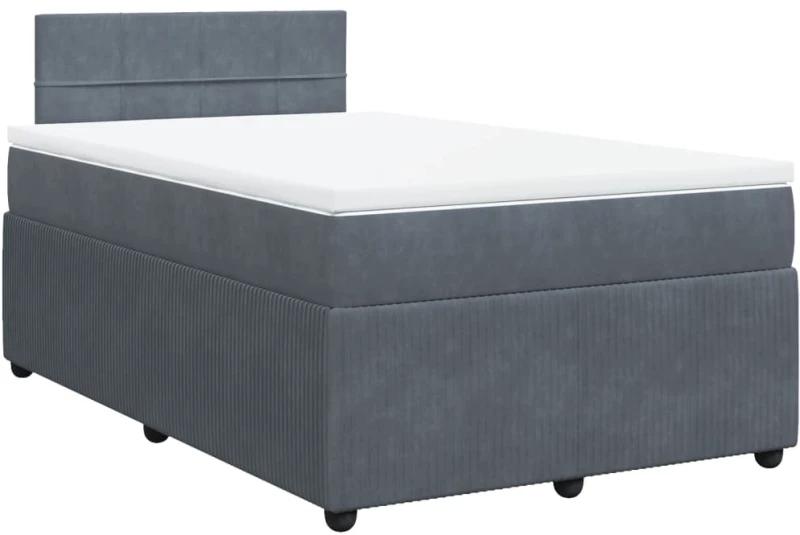 vidaXL Κρεβάτι Boxspring με Στρώμα Σκούρο Γκρι 120x200 εκ. Βελούδινο