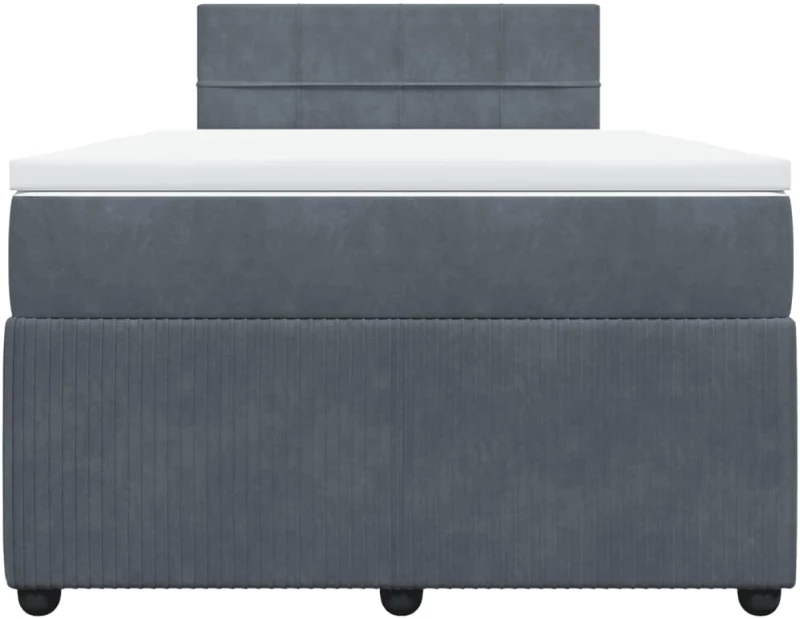 vidaXL Κρεβάτι Boxspring με Στρώμα Σκούρο Γκρι 120x200 εκ. Βελούδινο
