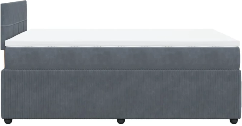 vidaXL Κρεβάτι Boxspring με Στρώμα Σκούρο Γκρι 120x200 εκ. Βελούδινο