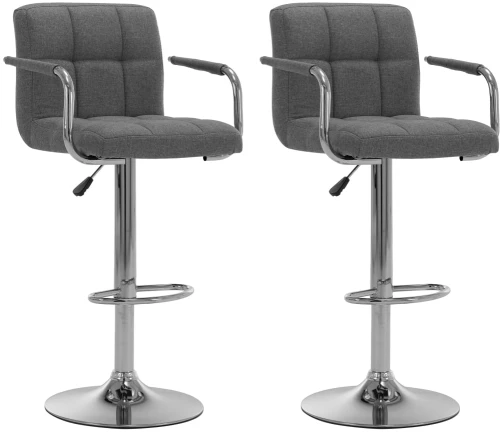 vidaXL Καρέκλες Μπαρ 2 τεμ. Ανοιχτό Γκρι Υφασμάτινες