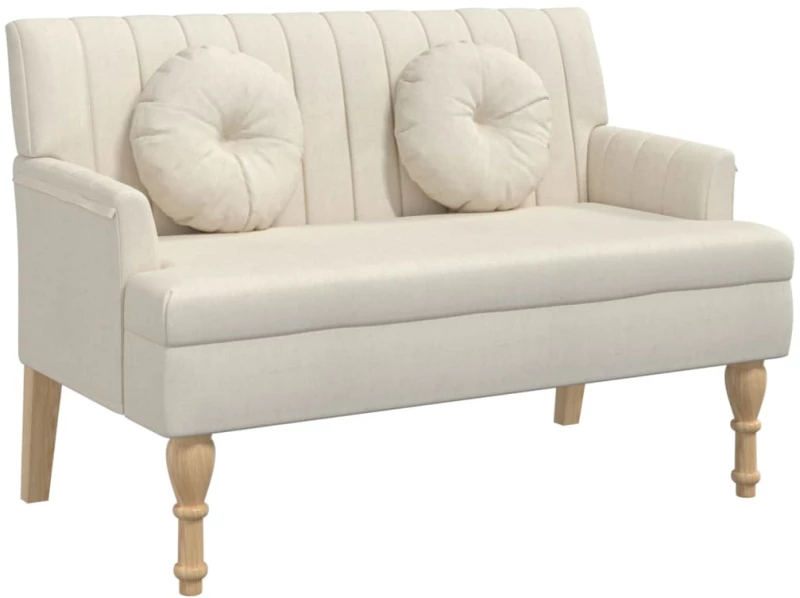 vidaXL Παγκάκι 113 x 64,5 x 75,5 εκ. Λινό με Μαξιλάρια