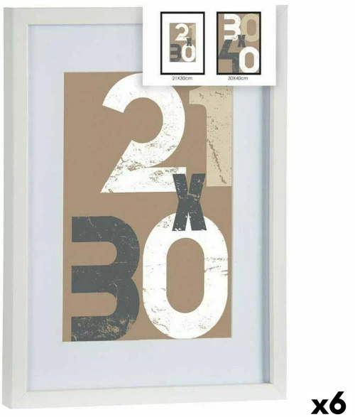 Κάδρα φωτογραφιών τοίχου Λευκό Γυαλί Ξύλο MDF 32,5 x 2,5 x 42,5 cm (x6)
