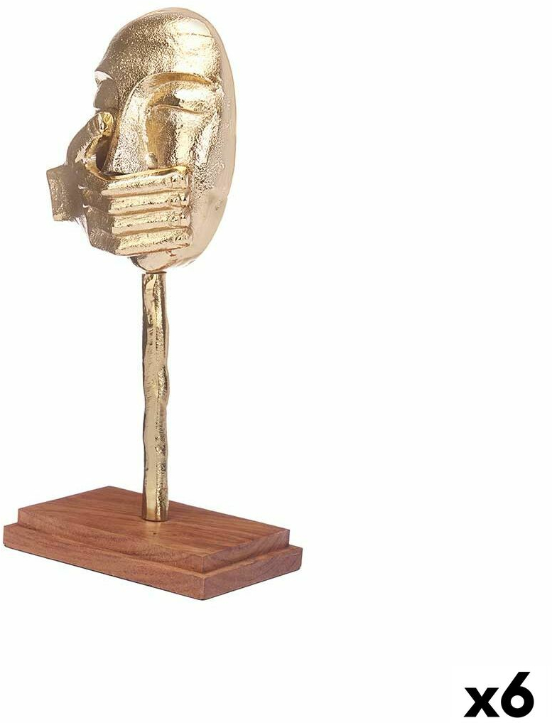 Διακοσμητική Φιγούρα Πρόσωπο Χρυσό Ξύλο Μέταλλο 17 x 33,5 x 10 cm