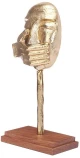 Διακοσμητική Φιγούρα Πρόσωπο Χρυσό Ξύλο Μέταλλο 17 x 33,5 x 10 cm