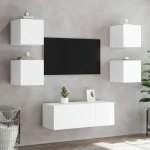 vidaXL Έπιπλα Τοίχου Τηλεόρασης με LED 2 Τεμ. Λευκά 30,5x35x30 εκ.