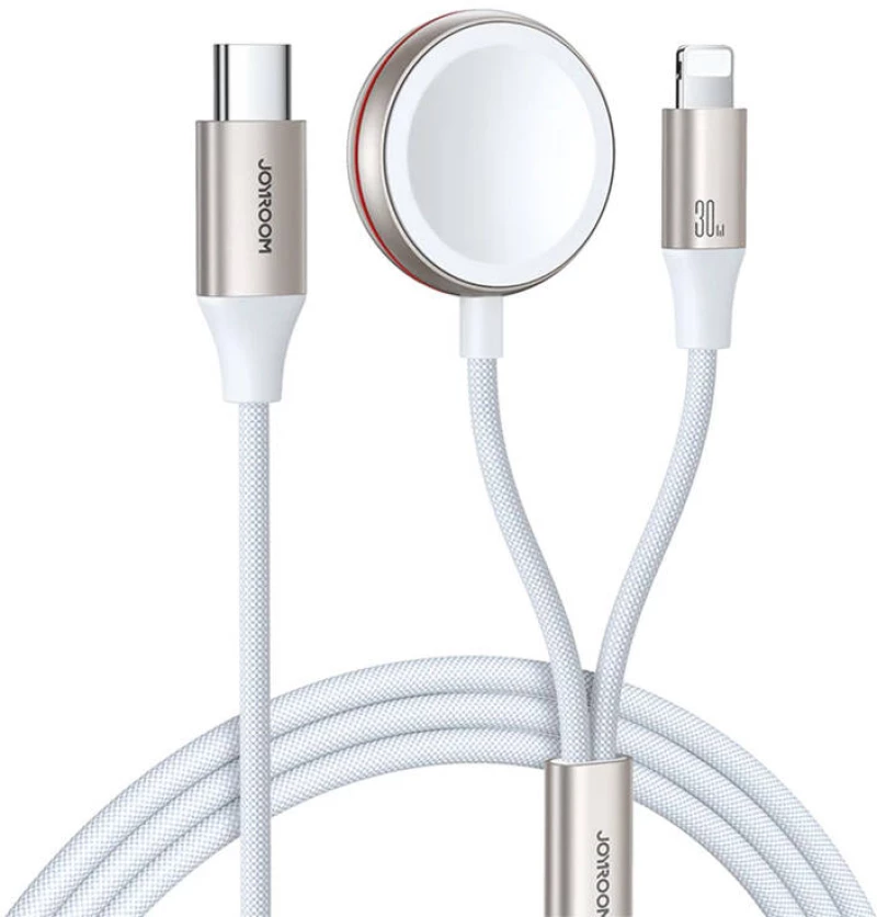 Fast Charging Magnetic Charger 2-in-1 Joyroom S-IW012 30W 1.5m (White)