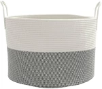 vidaXL Καλάθι Αποθήκευσης Γκρι και Λευκό Ø51 x 33 εκ. Βαμβακερό