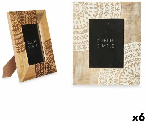 Κορνίζα Λευκό Καφέ Ξύλο από Μάνγκο Mandala 22,3 x 28 x 1,5 cm (x6)