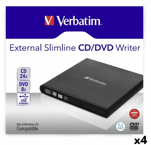 Εξωτερική Συσκευή Εγγραφής Verbatim Slimline CD/DVD Μαύρο