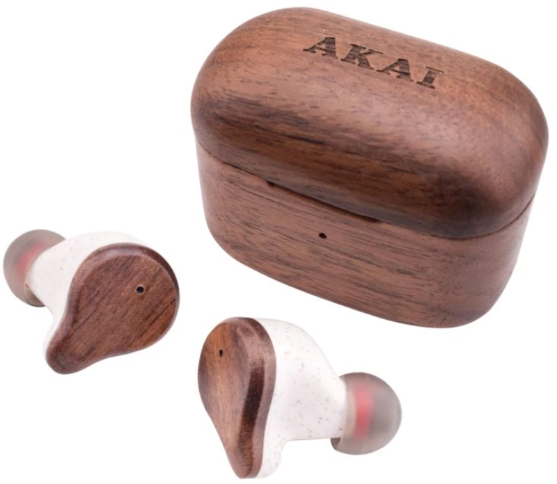 Akai BTE-W300ENC Bamboo ασύρματα ακουστικά με Bluetooth, handsfree, TWS, ENC και ΝΤC
