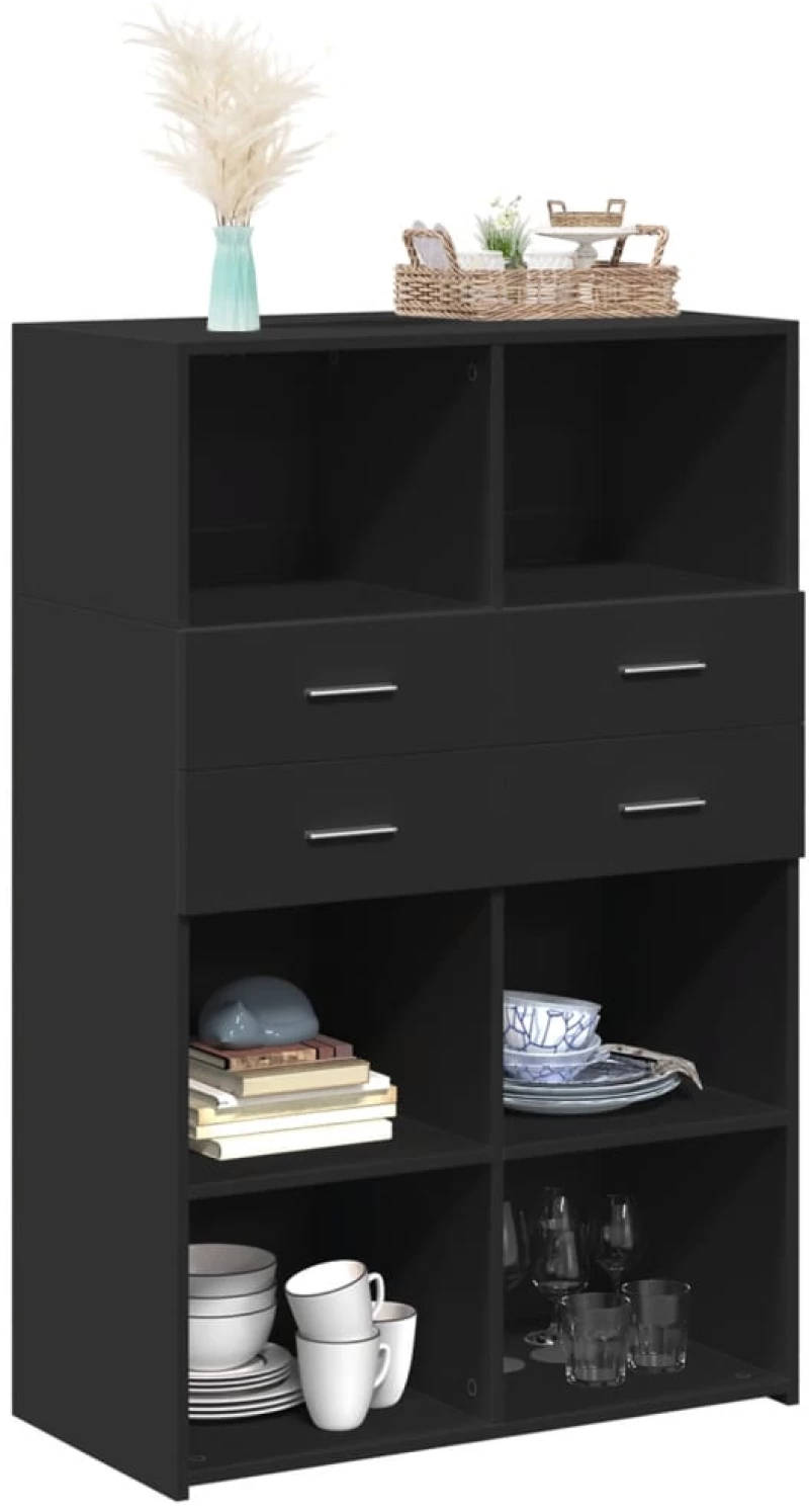vidaXL Ντουλάπι Μαύρο 80x42,5x124 εκ. από Επεξεργασμένο Ξύλο