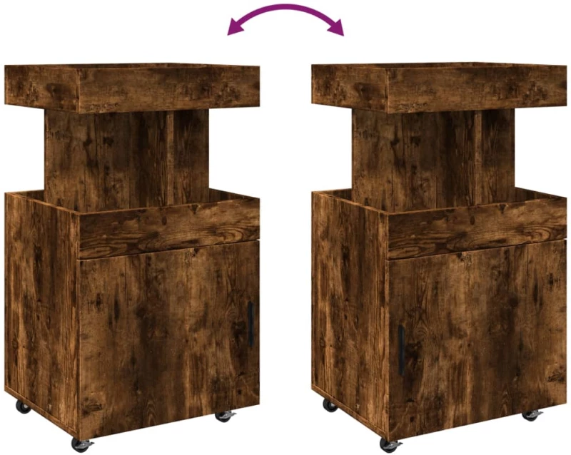 vidaXL Τρόλεϊ Μπαρ Καπνιστή Δρυς 50x41x89 εκ. Επεξ. Ξύλο