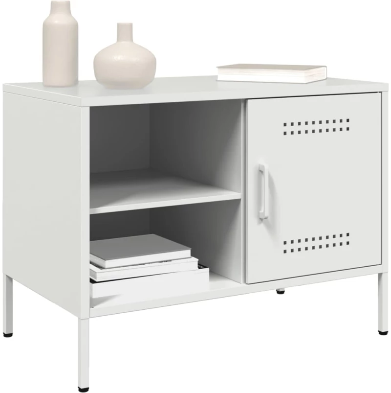vidaXL Έπιπλο Τηλεόρασης Λευκό 68x39x50,5 εκ. από Χάλυβα