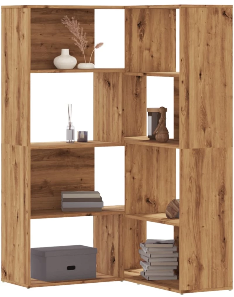vidaXL Βιβλιοθήκη Γωνιακή 4 Επ. Αρτισιανή Δρυς 85x85x140 εκ Επεξ. Ξύλο