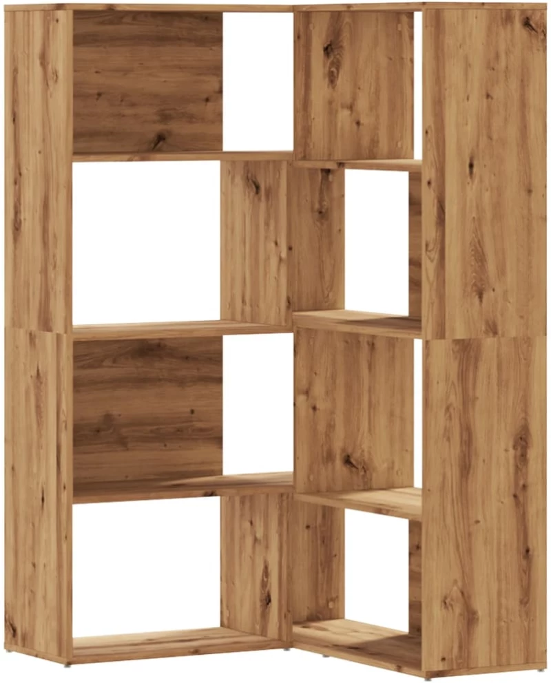 vidaXL Βιβλιοθήκη Γωνιακή 4 Επ. Αρτισιανή Δρυς 85x85x140 εκ Επεξ. Ξύλο