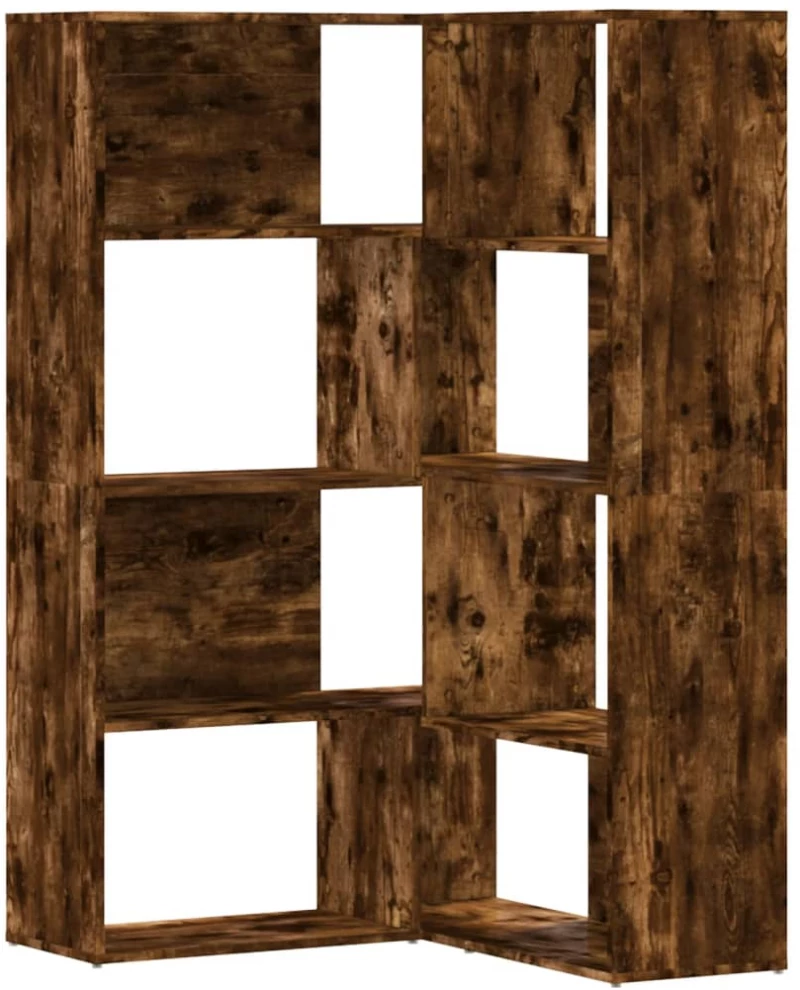 vidaXL Βιβλιοθήκη Γωνιακή 4 Επ. Καπνιστή Δρυς 85x85x140 εκ Επεξ. Ξύλο