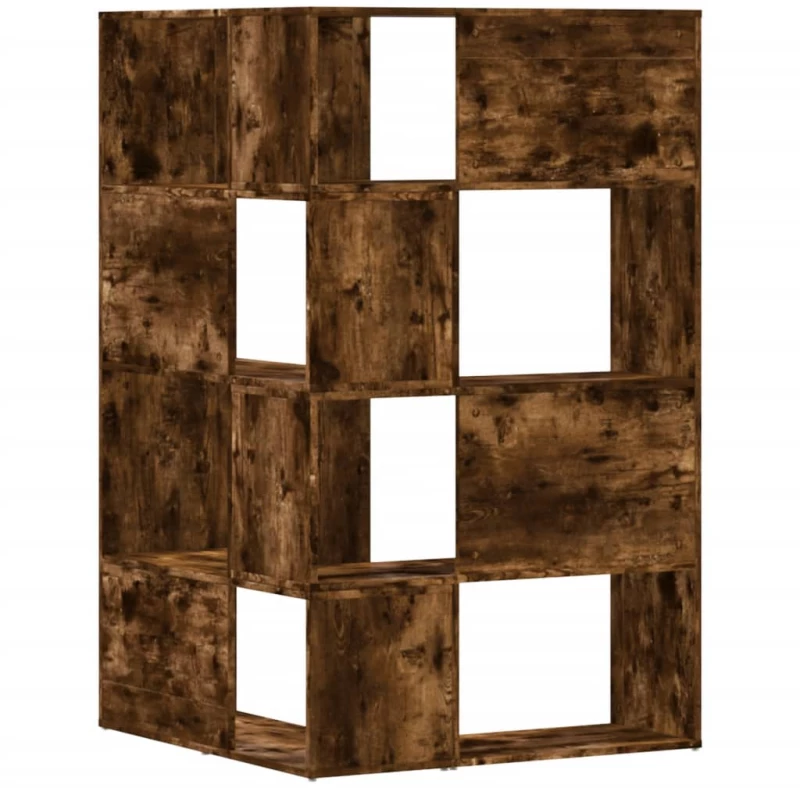 vidaXL Βιβλιοθήκη Γωνιακή 4 Επ. Καπνιστή Δρυς 85x85x140 εκ Επεξ. Ξύλο
