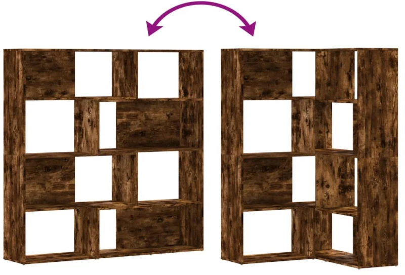 vidaXL Βιβλιοθήκη Γωνιακή 4 Επ. Καπνιστή Δρυς 85x85x140 εκ Επεξ. Ξύλο