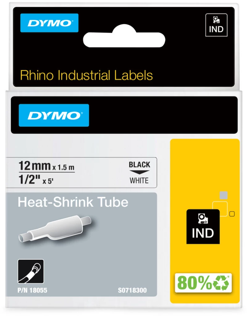 Πλαστικοποιημένη Ταινία για Στυλό Dymo 18055 Λευκό 12 mm