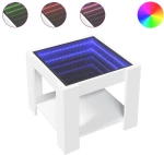 vidaXL Τραπεζάκι Σαλονιού με LED Λευκό 53x53x45 εκ. Επεξεργασμένο Ξύλο